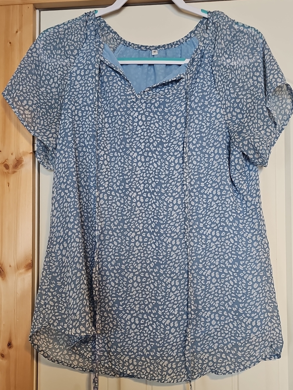 Light Blue Printed Short Sleeve Women’s Top
